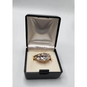 Vintage Gold-Plated CZ 7 Stone Ring Size 6 With Box